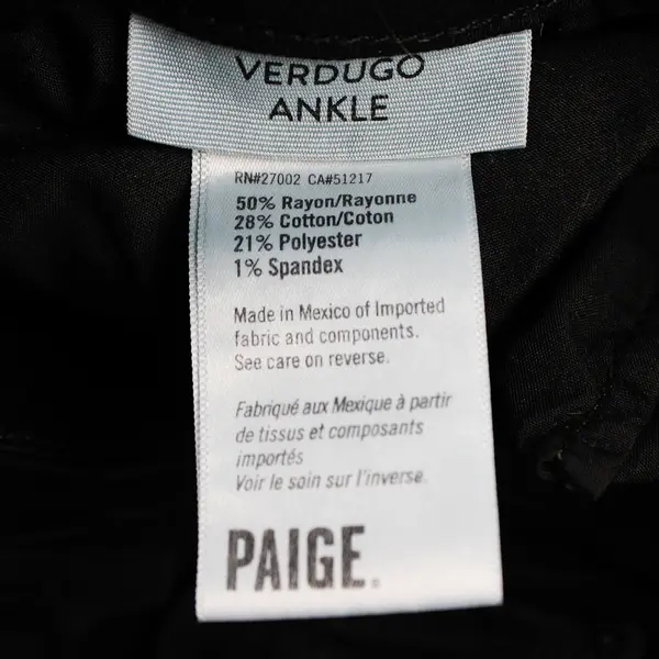 Paige Women's 38 Black Verdugo Ankle Tapered Leg Denim Stretch Jeans