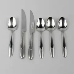 Lot Of 6 Oneida Silver Paramount (Stainless) Flatware Soup Spoons & Steak Knives