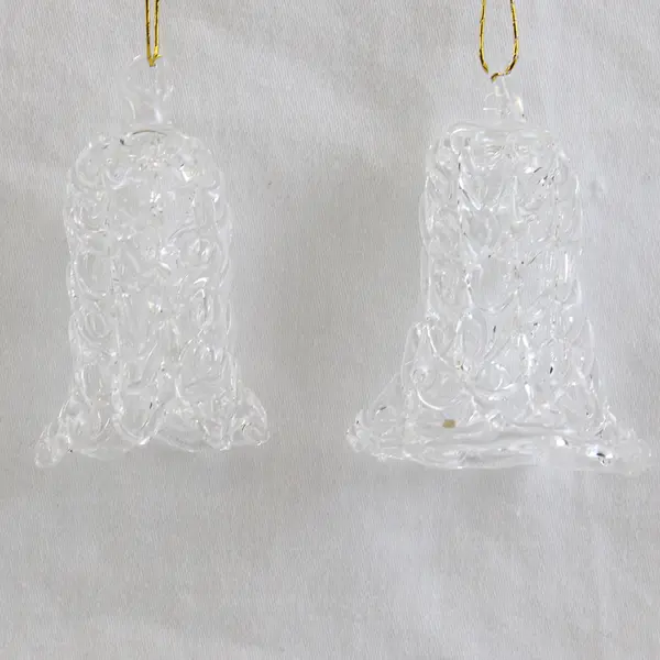 Lot of 5 Assorted Christmas Jingle Bell Hanging Ornaments, Straw and Glass