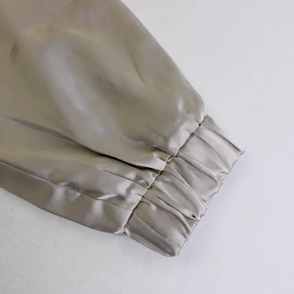 NWT Sincerely Jules Women's L Gray Satin Tie Front Silky Feel Cargo Joggers