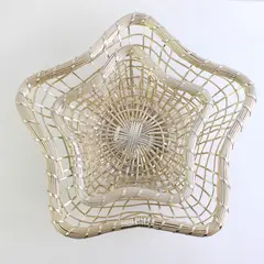 Lot of 2 Star-Shaped Metal Baskets in India Gold Tone