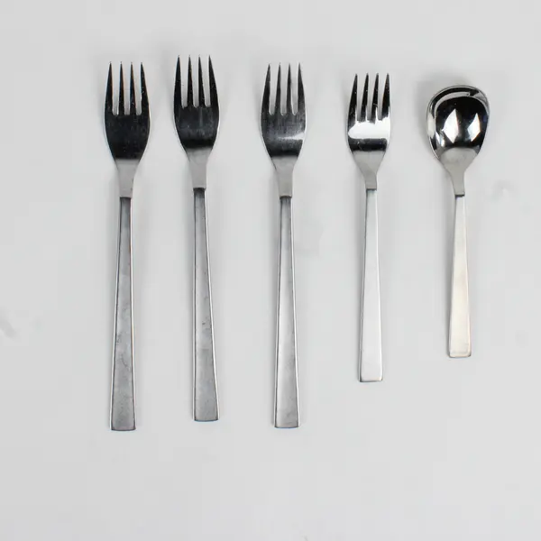 Lot Of 5 Oneida Silver Padova (Stainless) Flatware Forks & Sugar Spoon