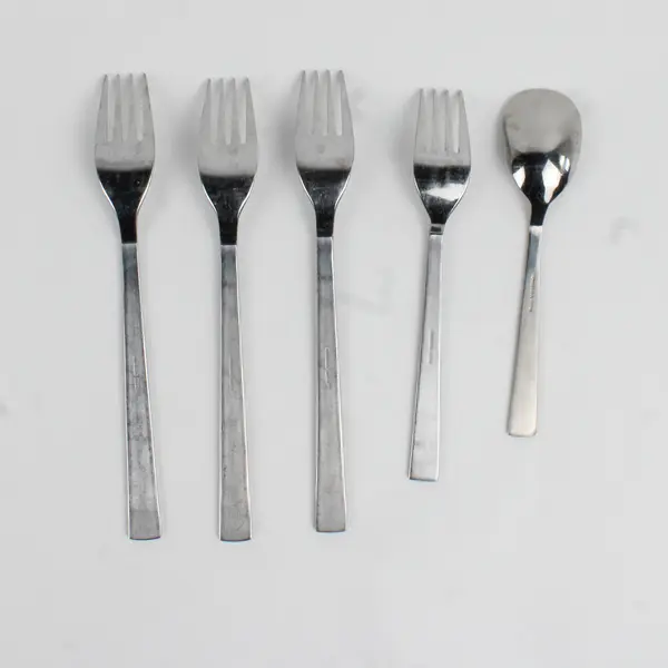 Lot Of 5 Oneida Silver Padova (Stainless) Flatware Forks & Sugar Spoon