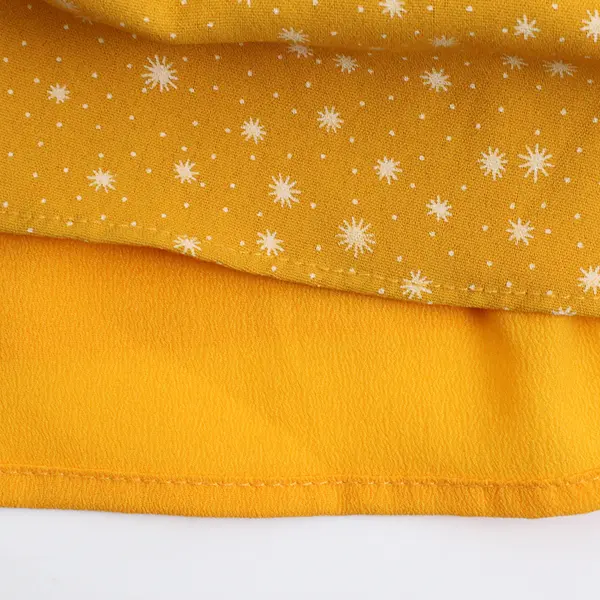 Fanco Women's S Yellow Dotted Stars Midi Layered Sleeveless Dress