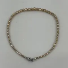  Vtg Faux Pearl Necklace 18” Graduated Size Pearls Box Clasp w/Rhinestones Japan