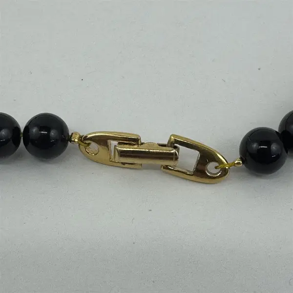 Vintage Napier Black & Gold Beaded  Faux Pearl Necklace 25"