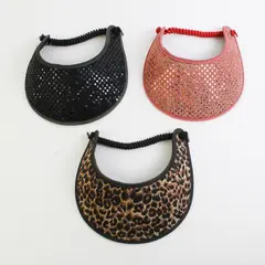 Lot of 3 Women's Sports Visors Sequin and Leopard Print