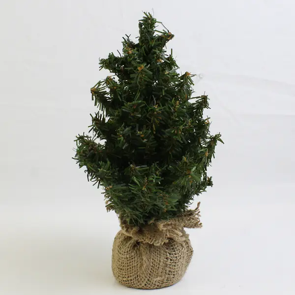 Mini Artificial Christmas Trees with Burlap Covered Base