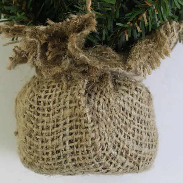 Mini Artificial Christmas Trees with Burlap Covered Base