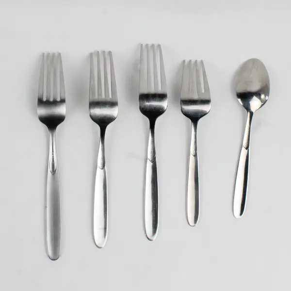 Lot Of 5 Oneida Silver Paxton (Stainless) Flatware 4 Forks & 1 Teaspoon