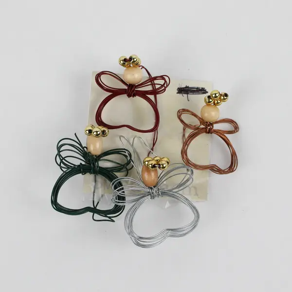 Lot of 4 Handmade Wire/Bead Angel-Shaped Decorations