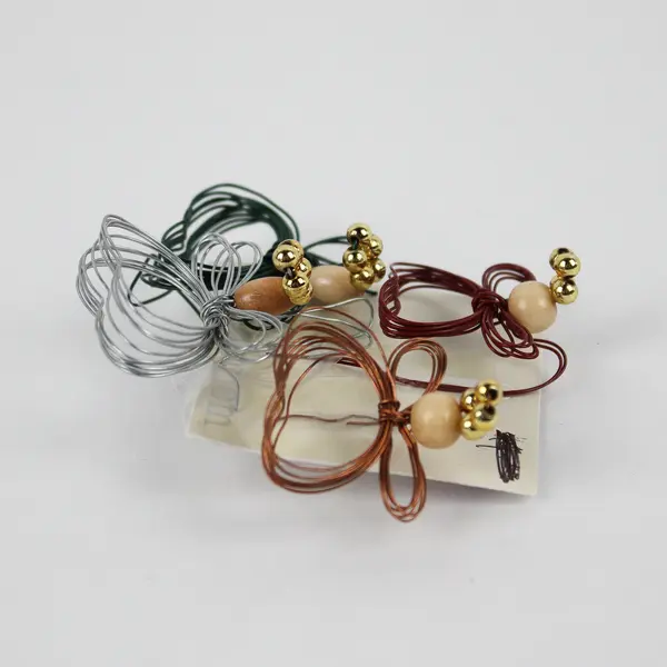 Lot of 4 Handmade Wire/Bead Angel-Shaped Decorations