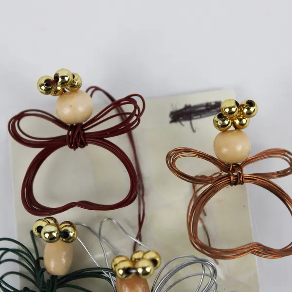 Lot of 4 Handmade Wire/Bead Angel-Shaped Decorations