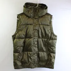 Old Navy Women's L Shiny Olive Green Puffer Full Zip and Snap Button Vest