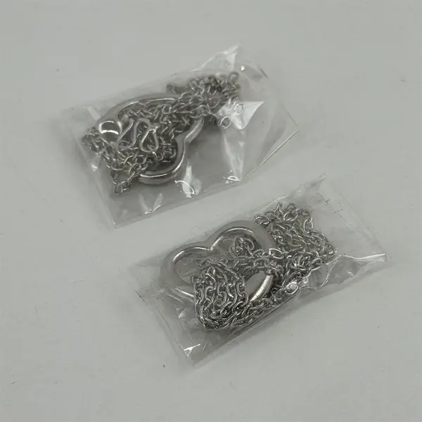 2 Silver Tone Heart Shaped Pendant Necklaces 16" New