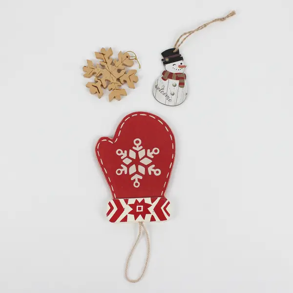 Lot of 6 Assorted Wooden Christmas Hanging Ornaments