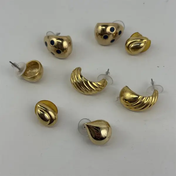 Lot of 4 Sets of Gold Tone Metal Pierced Stud Earrings