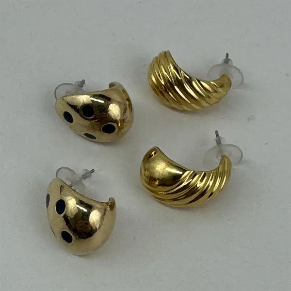 Lot of 4 Sets of Gold Tone Metal Pierced Stud Earrings