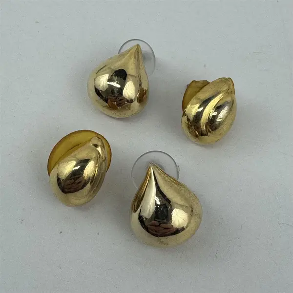 Lot of 4 Sets of Gold Tone Metal Pierced Stud Earrings