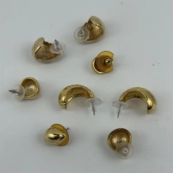 Lot of 4 Sets of Gold Tone Metal Pierced Stud Earrings