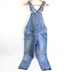 Levi's Women's S Blue Denim Bib Overalls Skinny Leg Distressed