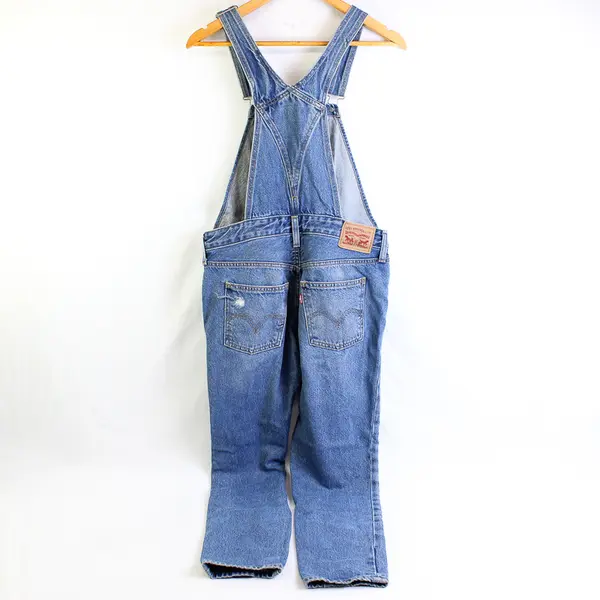 Levi's Women's S Blue Denim Bib Overalls Skinny Leg Distressed