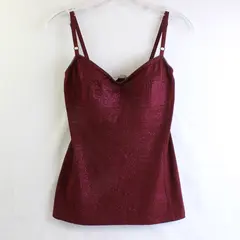 Vintage Ticci Tonetto Women's M Maroon Glitter Spaghetti Strap Tank Top USA Made