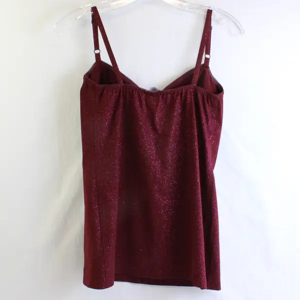 Vintage Ticci Tonetto Women's M Maroon Glitter Spaghetti Strap Tank Top USA Made