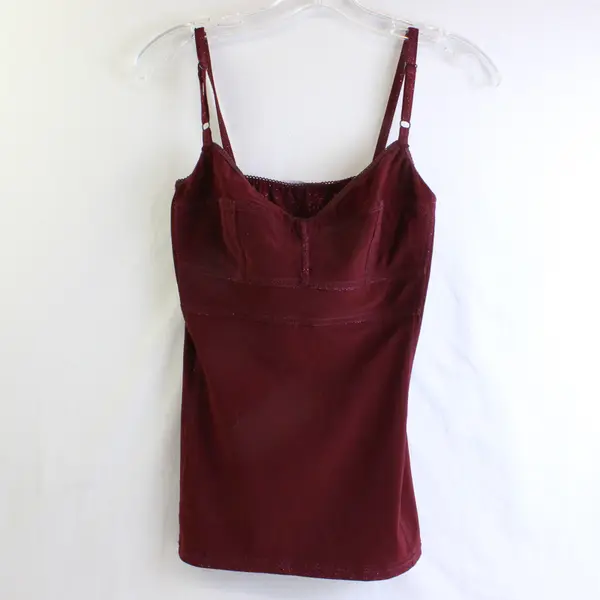 Vintage Ticci Tonetto Women's M Maroon Glitter Spaghetti Strap Tank Top USA Made