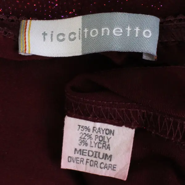 Vintage Ticci Tonetto Women's M Maroon Glitter Spaghetti Strap Tank Top USA Made