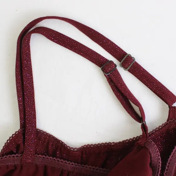 Vintage Ticci Tonetto Women's M Maroon Glitter Spaghetti Strap Tank Top USA Made