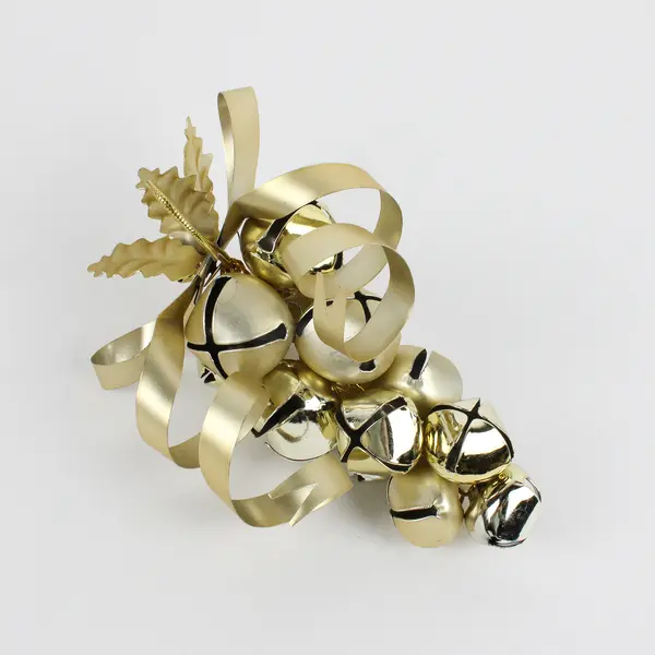 Lot of 2 Grape Cluster Metal Christmas Bells, Silver and Gold Color Finish
