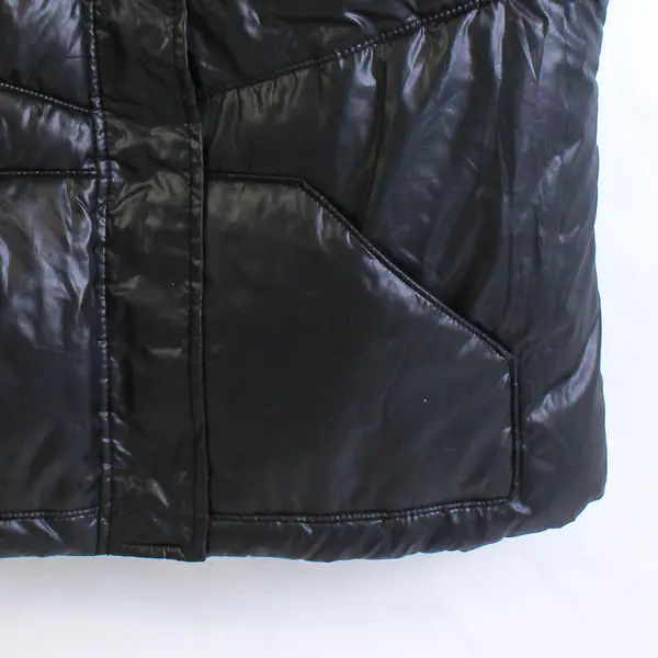 NWT Old Navy Women's L Shiny Black Full Zip Quilted Puffer Vest