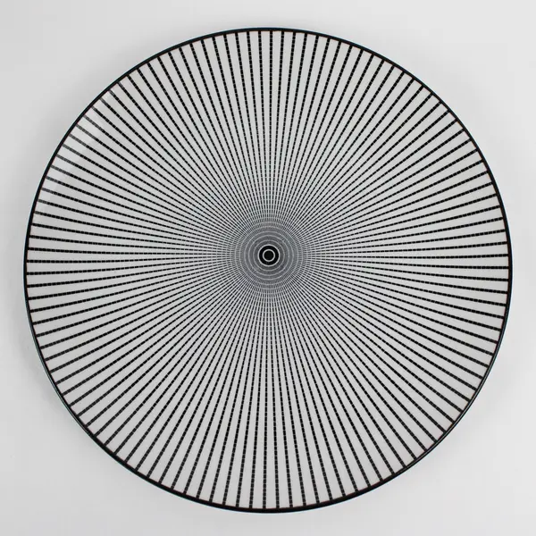 Royal Norfolk Greenbrier International Black & White Dashed Dinner Plate 10.5"