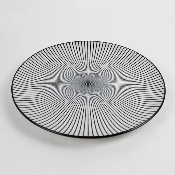 Royal Norfolk Greenbrier International Black & White Dashed Dinner Plate 10.5"