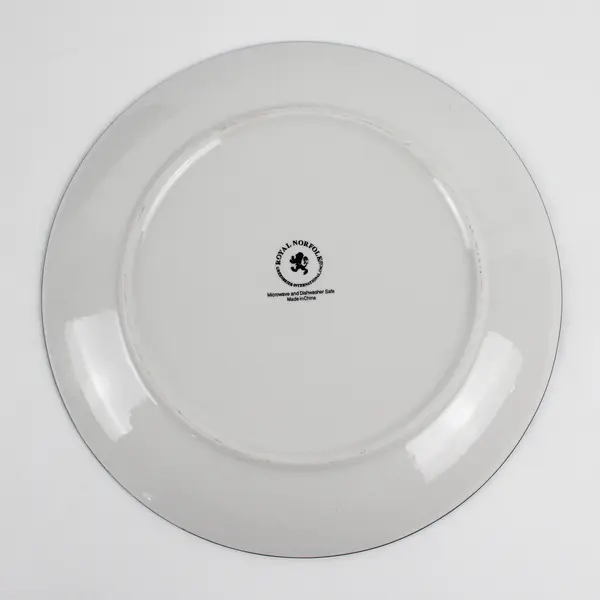 Royal Norfolk Greenbrier International Black & White Dashed Dinner Plate 10.5"