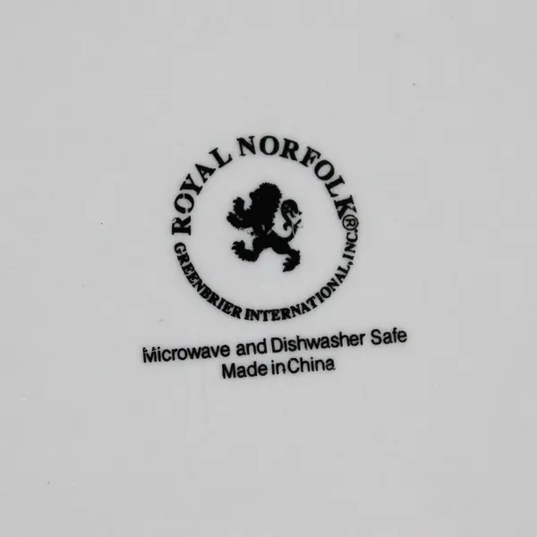 Royal Norfolk Greenbrier International Black & White Dashed Dinner Plate 10.5"