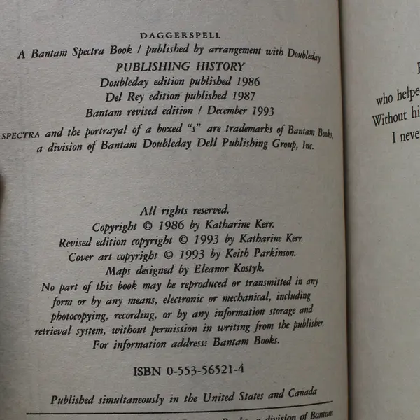 Lot of 2 Katharine Kerr Novels A Time of Omens & Daggerspell 1993 Paperback Good