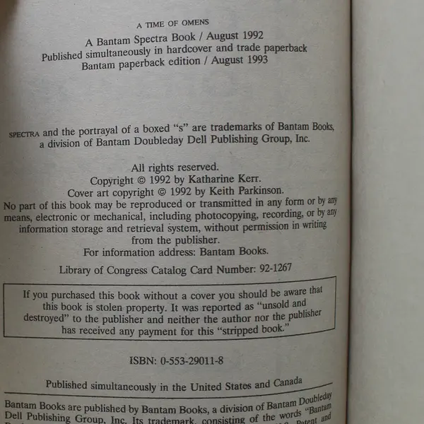 Lot of 2 Katharine Kerr Novels A Time of Omens & Daggerspell 1993 Paperback Good