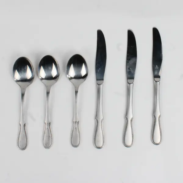 Lot Of 6 Oneida Silver Palisade (Stainless) Flatware Dinner Knives & Soup Spoons