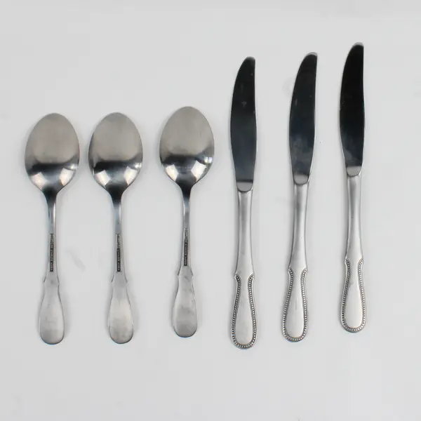 Lot Of 6 Oneida Silver Palisade (Stainless) Flatware Dinner Knives & Soup Spoons