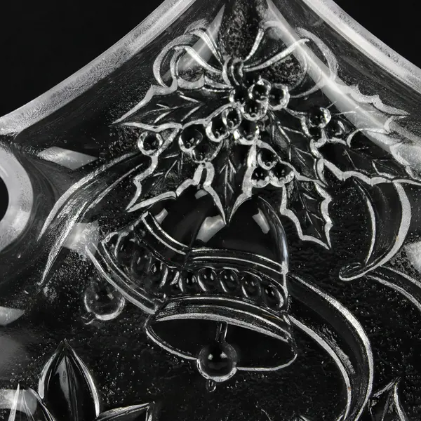 Vintage Embossed Glass Christmas Tree Candy Dish 7.5"