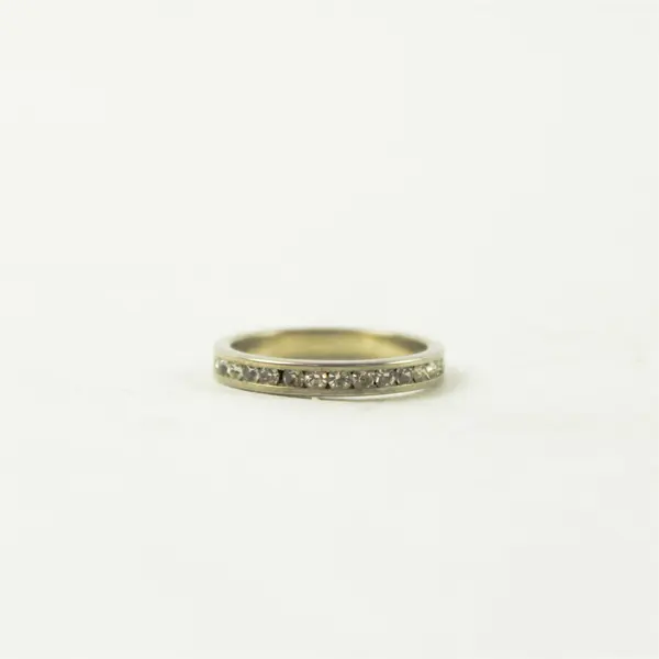 Silver Tone Cubic Zirconia Eternity Band Size 7