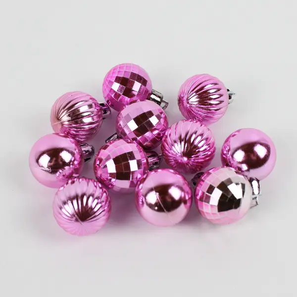 Lot of 11 Small Vintage Pink Christmas Ball Hanging Ornaments  