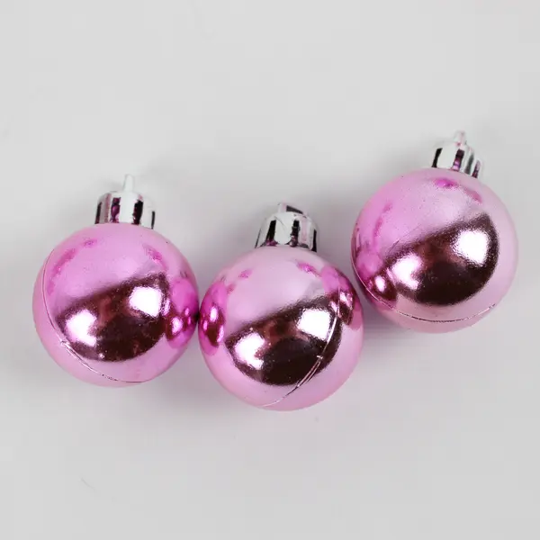 Lot of 11 Small Vintage Pink Christmas Ball Hanging Ornaments  