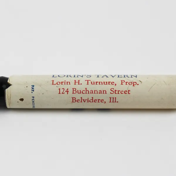 Vintage Bullet Pencil Body Lorin's Tavern Belvidere Illinois V Victory Logo