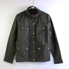 J.Crew Women's M Army Green Boyfriend Waxed Cotton Cargo Jacket