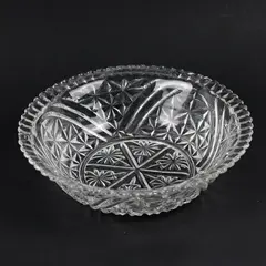 Anchor Hocking Stars and Bars Clear Cut Glass Bowl 8"