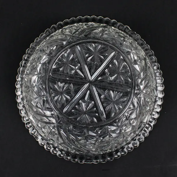 Anchor Hocking Stars and Bars Clear Cut Glass Bowl 8"