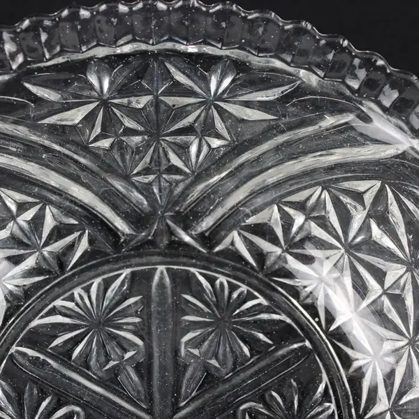 Anchor Hocking Stars and Bars Clear Cut Glass Bowl 8"